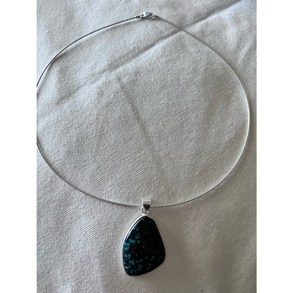 Sterling silver Omega  18” Chain & Turquoise pendent all .925 marked & Tested - Picture 8 of 9